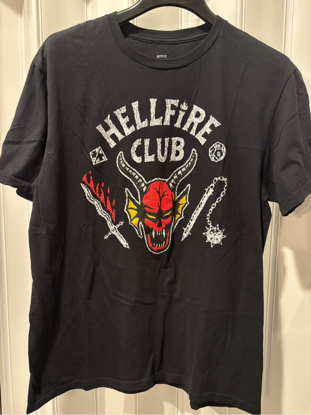 Hellfire Club Graphic Tee - Black with Red & Yellow Devil Size Large
